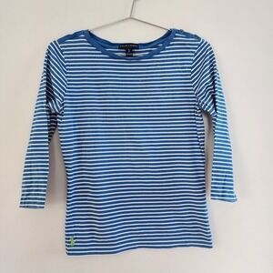 Ralph Lauren Striped Top Womens S Blue Nautical Preppy Pima Cotton